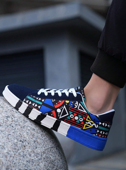 Trendy Slip-On Canvas Skate Schoenen met Letter Print & Color Block