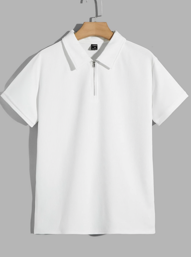 Klassiek Comfort - Effen gekleurd gebreid poloshirt met korte mouwen