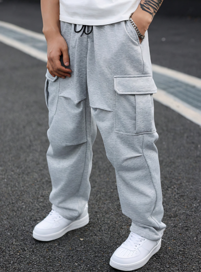 Relaxed Fit Plus Size Heren Cargo Sweatpants met Taillekoord