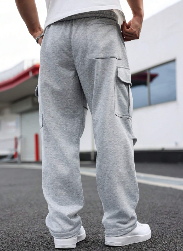 Relaxed Fit Plus Size Heren Cargo Sweatpants met Taillekoord