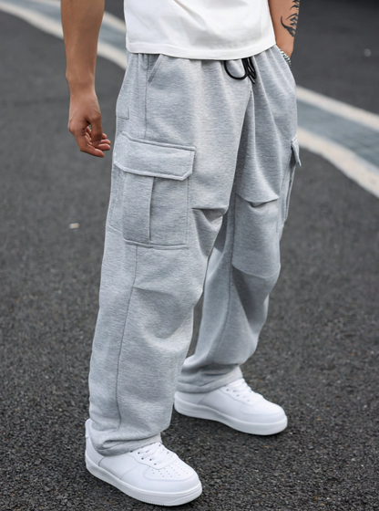 Relaxed Fit Plus Size Heren Cargo Sweatpants met Taillekoord