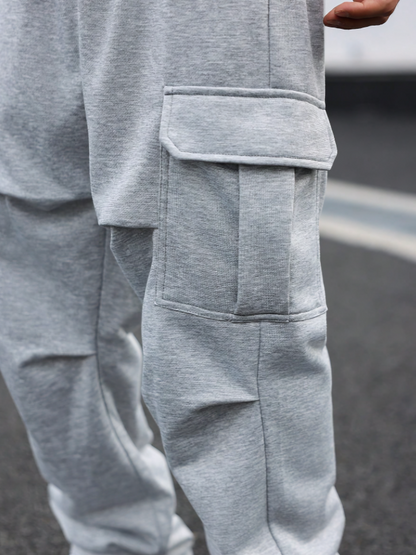 Relaxed Fit Plus Size Heren Cargo Sweatpants met Taillekoord