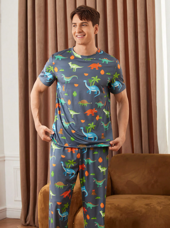 Gewaagde & comfortabele pyjamaset met dierenprint voor mannen