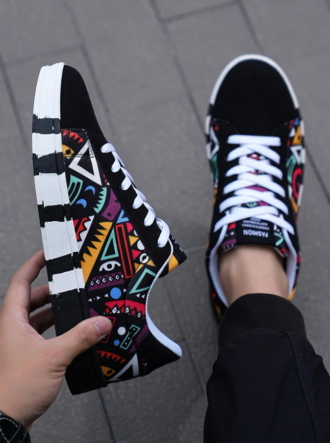 Trendy Slip-On Canvas Skate Schoenen met Letter Print & Color Block