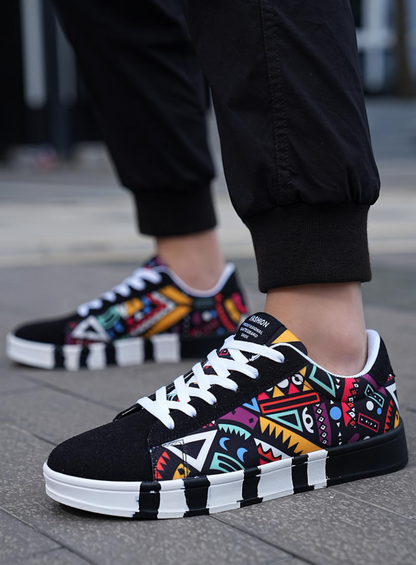 Trendy Slip-On Canvas Skate Schoenen met Letter Print & Color Block