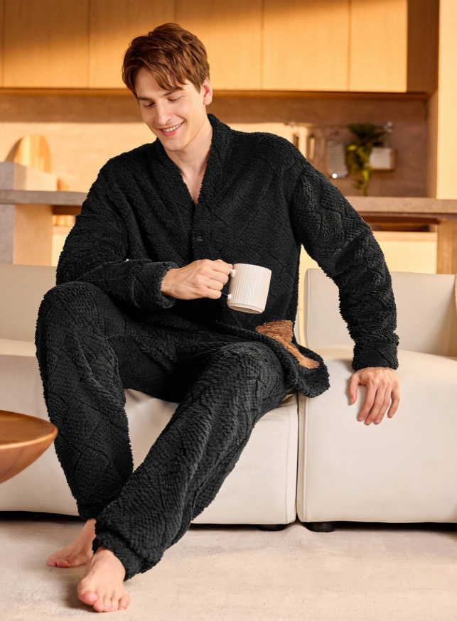 Klassieke Comfort Flanellen Pyjama Set voor Mannen